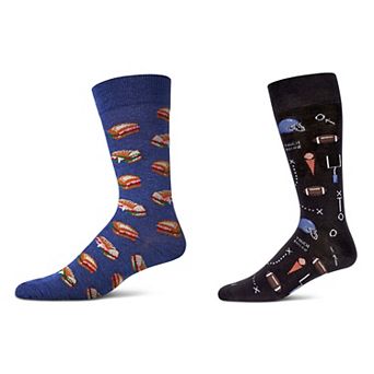Men's 2 Pair Pack Novelty Sports Crew Socks