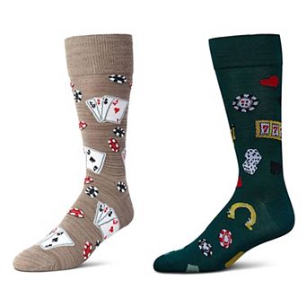 Men's 2 Pair Pack Novelty Sports Crew Socks