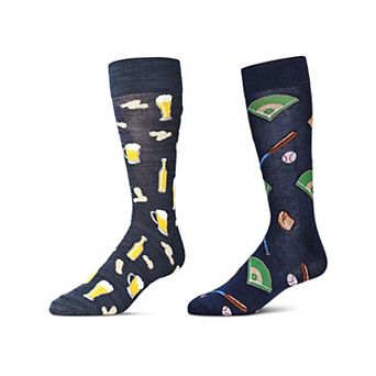 Men's 2 Pair Pack Novelty Sports Crew Socks