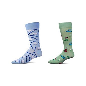 Men's 2 Pair Pack Novelty Sports Crew Socks
