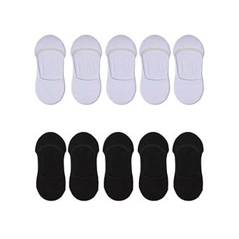 Women's 10 Pair Pack Cotton Blend Mid-Cut No-Show Liner Socks