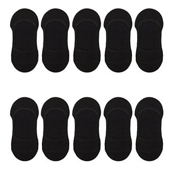 Women's 10 Pair Pack Cotton Blend Mid-Cut No-Show Liner Socks