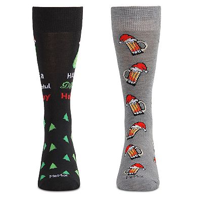 Men's 2 Pair Pack Novelty Holiday Cheer Crew Socks