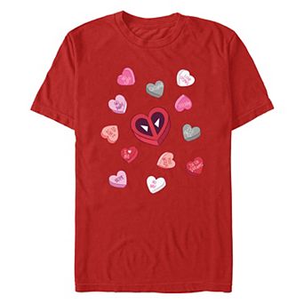 Men's Marvel Deadpool Valentine's Day Candy Hearts Graphic Tee