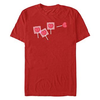 Men's Marvel Deadpool Valentine's Day Heart Lollipops Graphic Tee