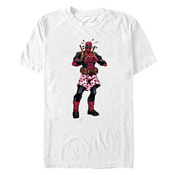 Men's Marvel Deadpool Heart Print Boxers Graphic Tee