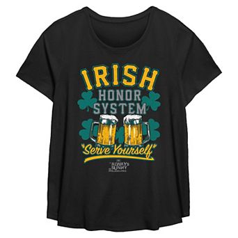 Plus Size It's Always Sunny In Philadelphia Irish Honor System Serve Yourself Flowy Graphic Tee