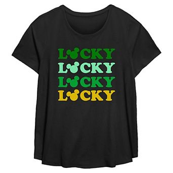 Disney's Mickey Mouse Lucky Word Stack Plus Size Flowy Graphic Tee