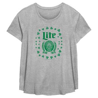 Plus Size Miller Lite Shamrock Logo Day Flowy Graphic Tee