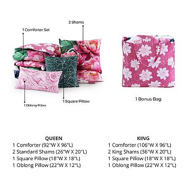 Bebejan Textured Floral 5 Piece Reversible Comforter Set