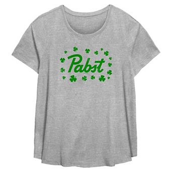 Plus Size Pabst Blue Ribbon Shamrock Flowy Graphic Tee