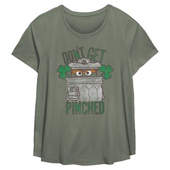 Plus Size PBS Kids Sesame Street Oscar The Grouch Don't Get Pinched Flowy Graphic Tee