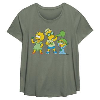 Plus Size The Simpsons St. Patrick's Day Party Flowy Graphic Tee