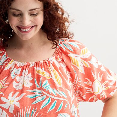 Plus Size Sonoma Goods For Life Palm Tree Linen Blend Shirt