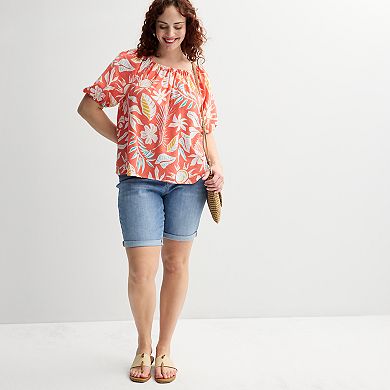 Plus Size Sonoma Goods For Life Palm Tree Linen Blend Shirt