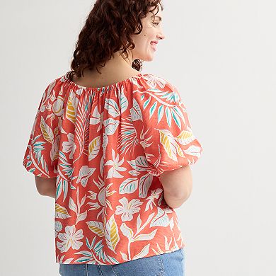Plus Size Sonoma Goods For Life Palm Tree Linen Blend Shirt