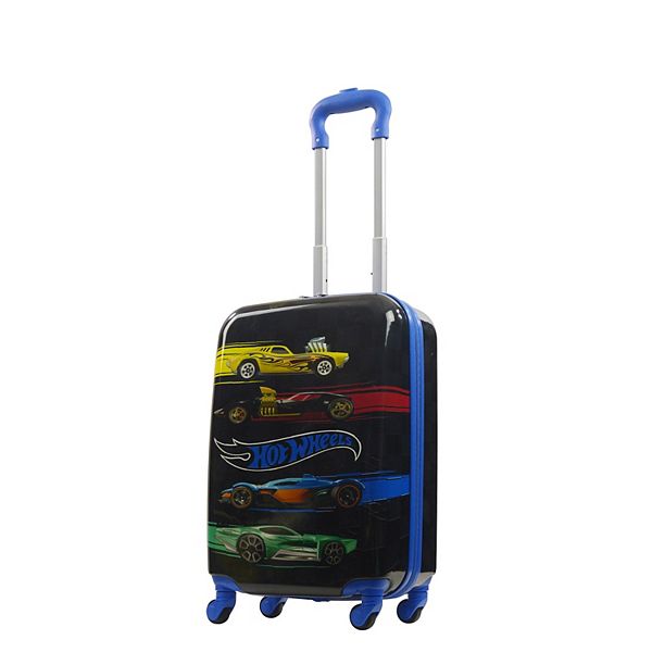 Mattel Ful Hot Wheels 20.5" hard side kids spinner carry-on luggage - Black Grey (21 CARRYON)