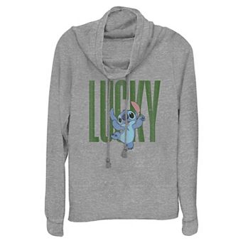 Disney's Lilo & Stitch Lucky Stitch Women's Cowlneck Graphic Lightweight Long Sleeve