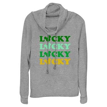 Disney's Mickey Mouse Lucky Word Stack Women's Cowlneck Graphic Lightweight Long Sleeve