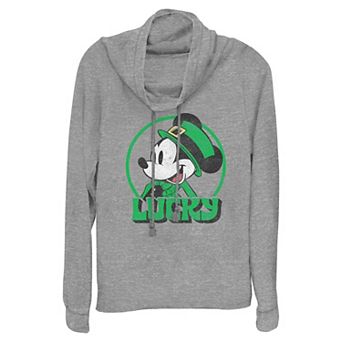 Disney's Mickey Mouse Lucky Mouse Women's Cowlneck Graphic Lightweight Long Sleeve