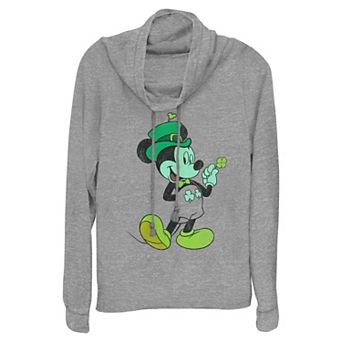 Disney's Mickey Mouse Lucky Outfit Women's Cowlneck Graphic Lightweight Long Sleeve