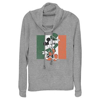 Disney's Mickey Mouse Ireland Flag Women's Cowlneck Graphic Lightweight Long Sleeve