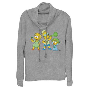 Women's The Simpsons St. Patrick's Day Party Cowlneck Graphic Lightweight Long Sleeve