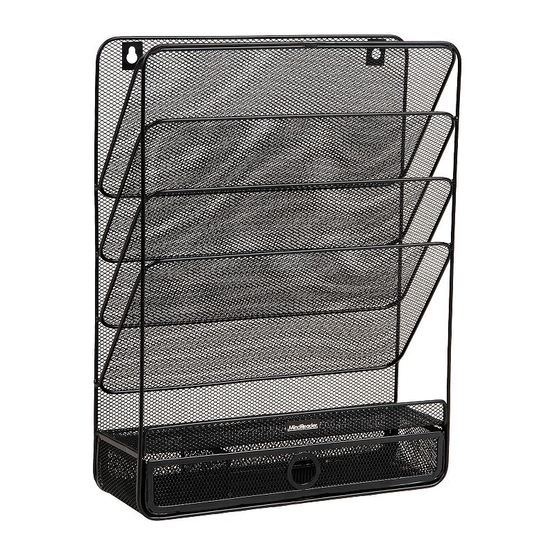 Mind Reader 4-Tier Vertical Wall Mount File Storage, Black