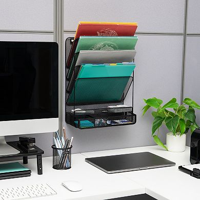 Mind Reader 4-Tier Vertical Wall Mount File Storage