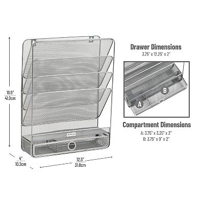 Mind Reader 4-Tier Vertical Wall Mount File Storage