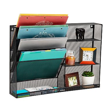 Mind Reader 4-Tier Vertical Wall Mount File Storage with Shelves