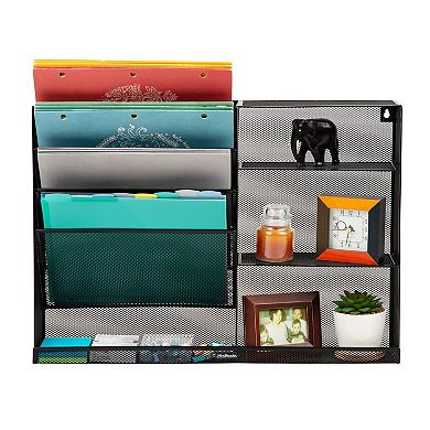 Mind Reader 4-Tier Vertical Wall Mount File Storage with Shelves