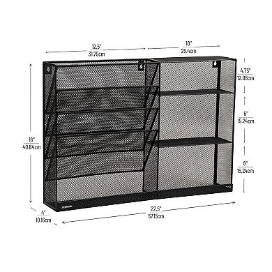Mind Reader 4-Tier Vertical Wall Mount File Storage with Shelves