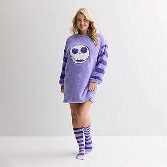 Plus Size Nightmare Before Christmas Jack Skellington Applique & Embroidery Dorm Dress with Socks