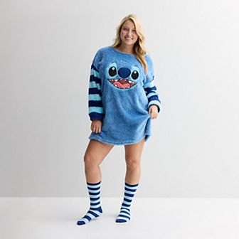 Plus Size Disney's Stitch Big Face Dorm Dress & Socks Set