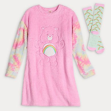 Juniors' Care Bears Cheer Bear Applique & Embroidery Sleepshirt with Socks