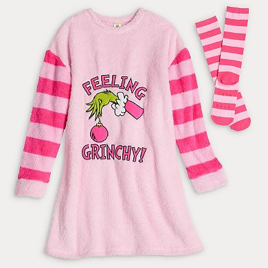 Juniors' "Feeling Grinchy" Dr. Suess' The Grinch Dorm Dress & Socks Set