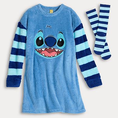 Juniors' Disney's Lilo & Stitch Big Face Sleepshirt with Socks