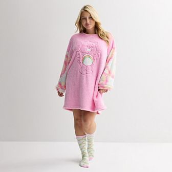Plus Size Care Bears Applique & Embroidery Dorm Dress With Socks