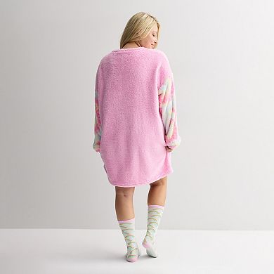 Plus Size Care Bears Applique & Embroidery Dorm Dress With Socks