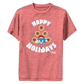 Boys 8-20 Sonic The Hedgehog Happy Holidays Performance Graphic Tee