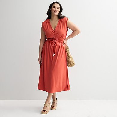 Plus Size Nine West Cinched Waist Midaxi Dress