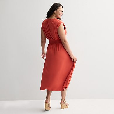 Plus Size Nine West Cinched Waist Midaxi Dress