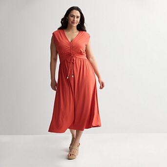 Plus Size Nine West Cinched Waist Midaxi Dress