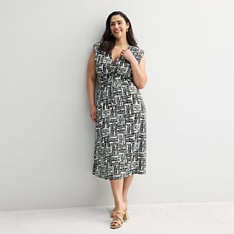 Plus Size Nine West Cinched Waist Midaxi Dress
