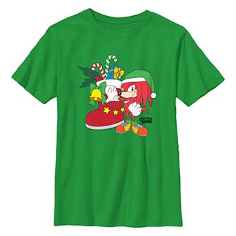 Boys 8-20 Sonic The Hedgehog Knuckles Big Christmas Stocking Graphic Tee