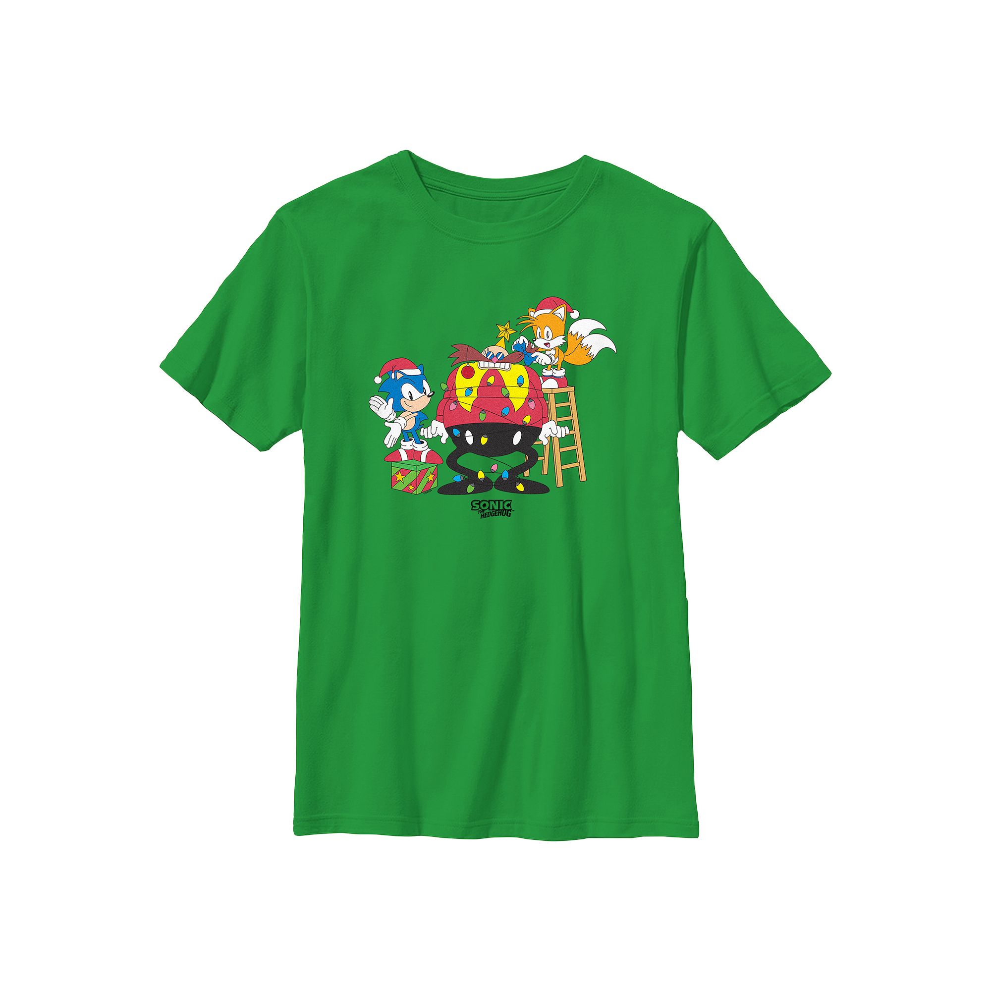 Boys 8-20 Sonic The Hedgehog Doctor Eggman Tangled In Christmas Lights Grap