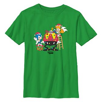 Boys 8-20 Sonic The Hedgehog Doctor Eggman Tangled In Christmas Lights Graphic Tee