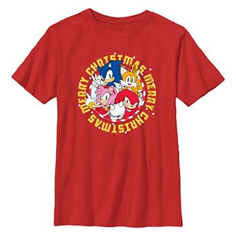 Boys 8-20 Sonic The Hedgehog Merry Christmas Stamp Graphic Tee