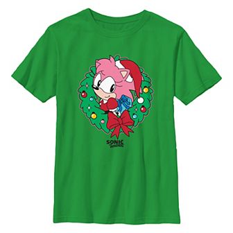 Boys 8-20 Sonic The Hedgehog Amy Rose Christmas Wreath Graphic Tee